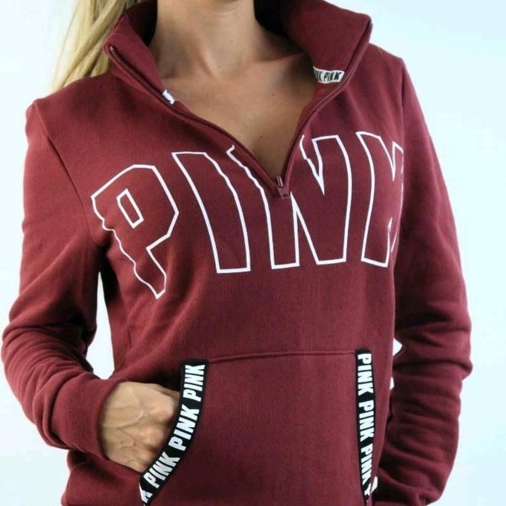 PINK Victoria's Secret Red Long Sleeve Boxy Hoodie